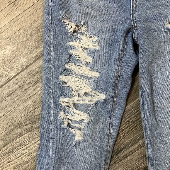 AMERICAN eagle stretch mom jean size 000 super distressed skinny legs - Picture 3 of 9